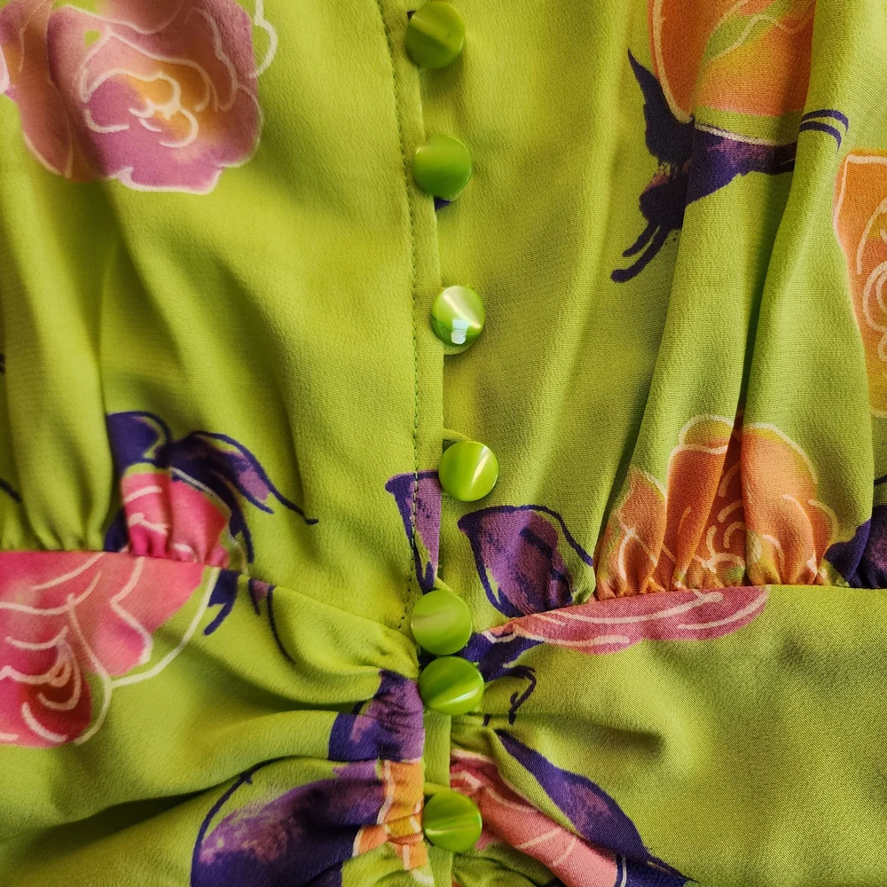 GFT Donna SpA Gruppo Ungaro Paralelle Vintage Green Floral top - Picture 3 of 5